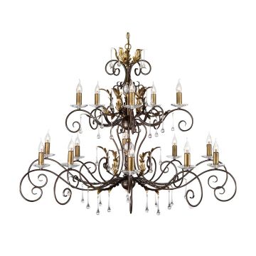 15 Light Chandelier - Bronze With Gold Patina