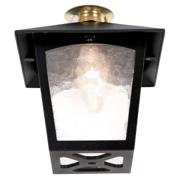 1 Light Flush Porch Lantern - Textured Black