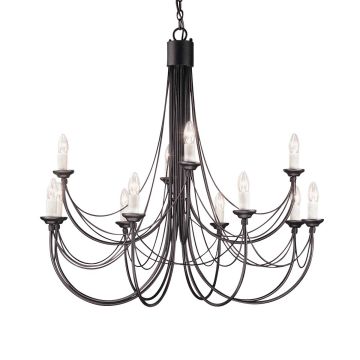 12 Light Chandelier - Black