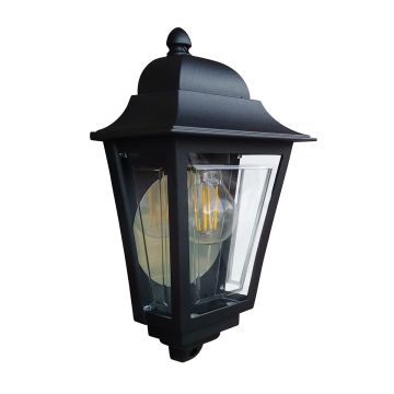 1 Light Half Wall Lantern - Black