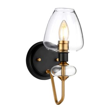 1 Light Wall Light - Aged Brass Plated & Charcoal Black Paint