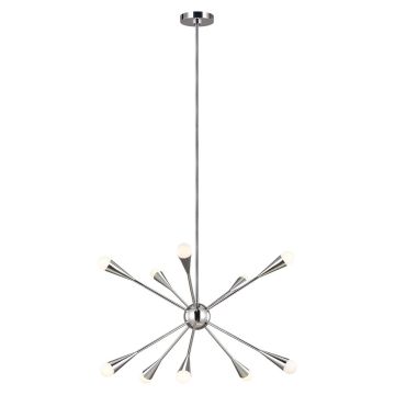 10 Light Chandelier - Polished Nickel