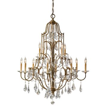 12 Light Multi-Tier Chandelier - Distressed Bronze