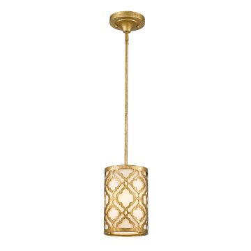 1 Light Duo-Mount Mini Pendant - Distressed Gold, Ivory Shade