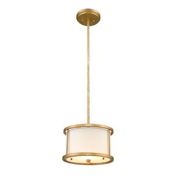 1 Light Duo-Mount Mini Pendant - Distressed Gold, Ivory Shade