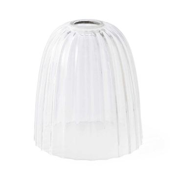 Large Ribbed Glass Shade, As Seen On The Douille Range. - Clear Glass