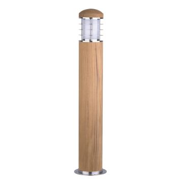 1 Light Bollard - Teak And Stainless Steel