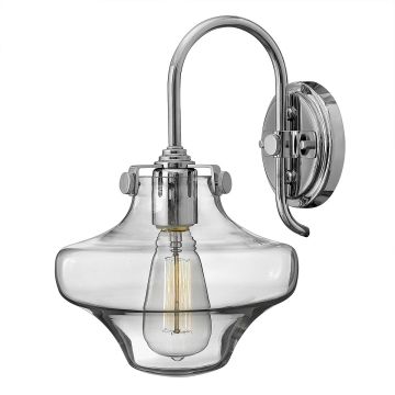 1 Light Clear Glass Wall Light - Chrome - Polished Chrome