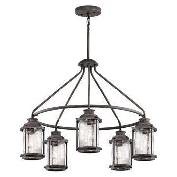 5 Light Outdoor Chandelier - Weathered Zinc