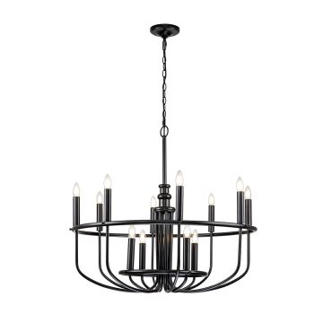 12 Light Chandelier - Black