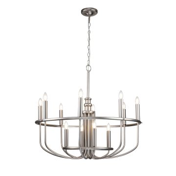 12 Light Chandelier - Brushed Nickel