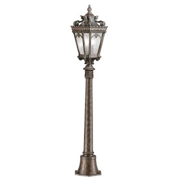 1 Light Medium Pillar - Grey/Gold