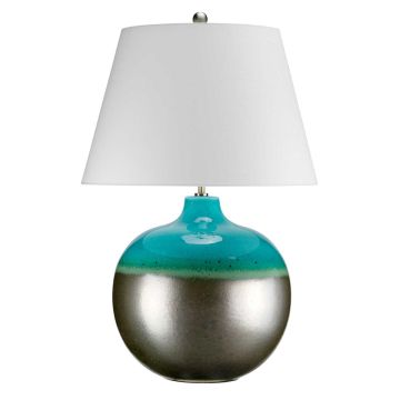 1 Light Largetable Lamp - Turquoise And Graphite Glaze