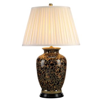 1 Light Large Table Lamp - Black, Cream And Gold Leaf