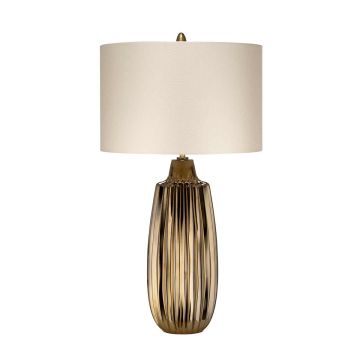 1 Light Large Table Lamp - Bronze Ceramic / Pearl Shade