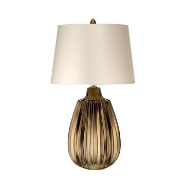 1 Light Small Table Lamp - Bronze Ceramic / Pearl Shade