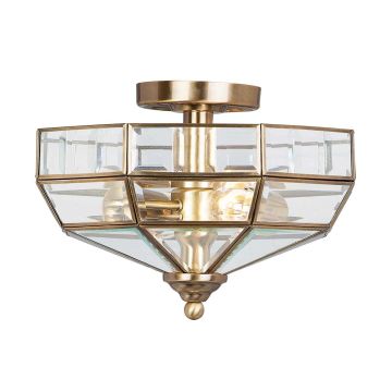 2 Light Semi-Flush - Aged Brass