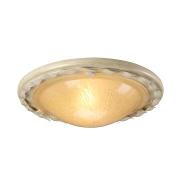 1 Light Flush - Ivory/Gold Patina