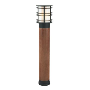 1 Light Large Wooden Bollard - Textured Black