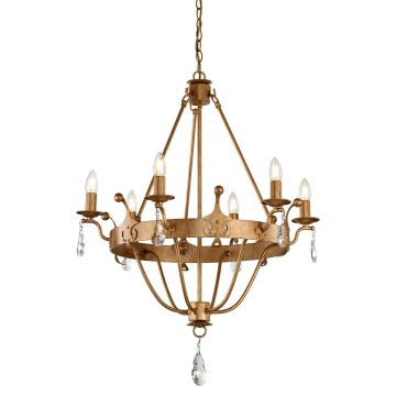 6 Light Chandelier - Gold Patina