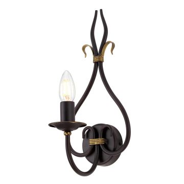 1 Light Wall Light - Dark Brown/Gold