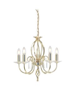 5 Light Chandelier - Polished Brass