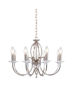 8 Light Chandelier - Polished Nickel