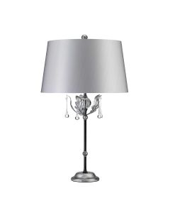 1 Light Table Lamp With Silver Shade - Black With Silver Patina, Silver Shade