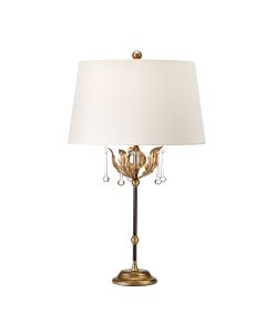 1 Light Table Lamp With Ivory Shade - Bronze With Gold Patina, Ivory Shade