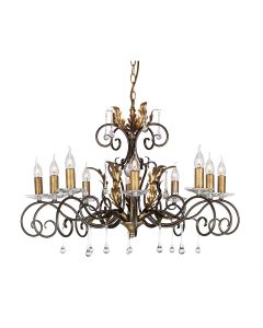 10 Light Chandelier - Bronze With Gold Patina