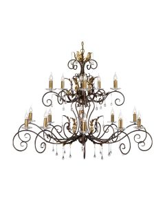 15 Light Chandelier - Bronze With Gold Patina