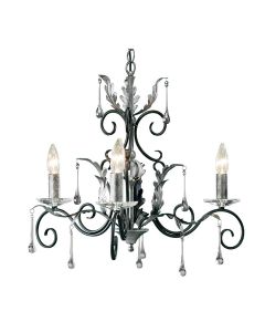 3 Light Chandelier - Black With Silver Patina