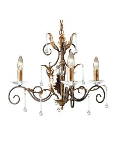 3 Light Chandelier - Bronze With Gold Patina