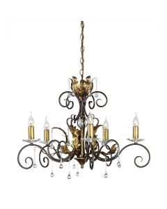 5 Light Chandelier - Bronze With Gold Patina