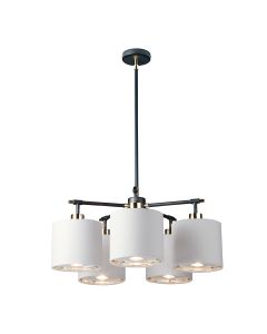 5 Light Chandelier - Black/Polished Nickel