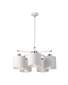 5 Light Chandelier - White/Polished Nickel