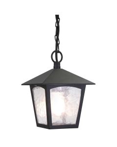 1 Light Porch Chain Lantern - Textured Black