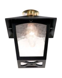 1 Light Flush Porch Lantern - Textured Black