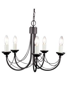 5 Light Chandelier - Black