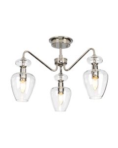 3 Light Semi Flush - Polished Nickel - Polished Nickel