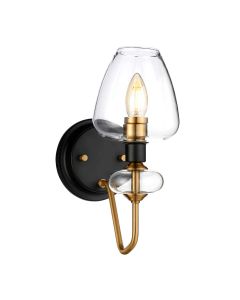 1 Light Wall Light - Aged Brass Plated & Charcoal Black Paint