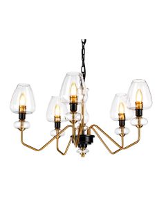 5 Light Chandelier - Aged Brass Plated & Charcoal Black Paint