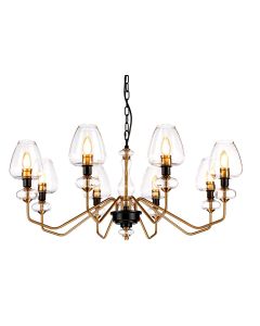 8 Light Chandelier - Aged Brass Plated & Charcoal Black Paint