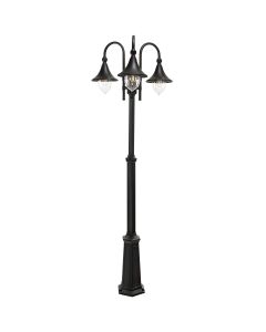 3 Light Lamp Post - Textured Black