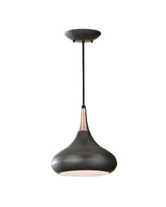 1 Light Medium Pendant - Dark Brown With Copper