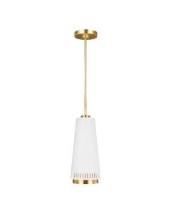 1 Light Pendant - Matte White And Brass