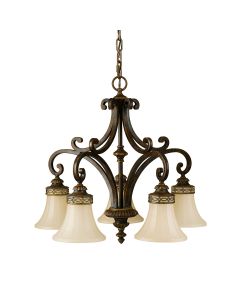 5 Light Chandelier - Old Painted Bronze