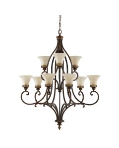 9 Light Chandelier - Old Painted Bronze