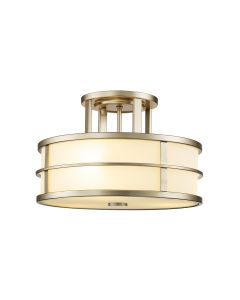 3 Light Semi-Flush - Painted Natural Brass