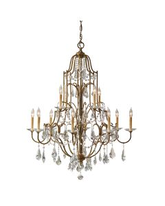 12 Light Multi-Tier Chandelier - Distressed Bronze